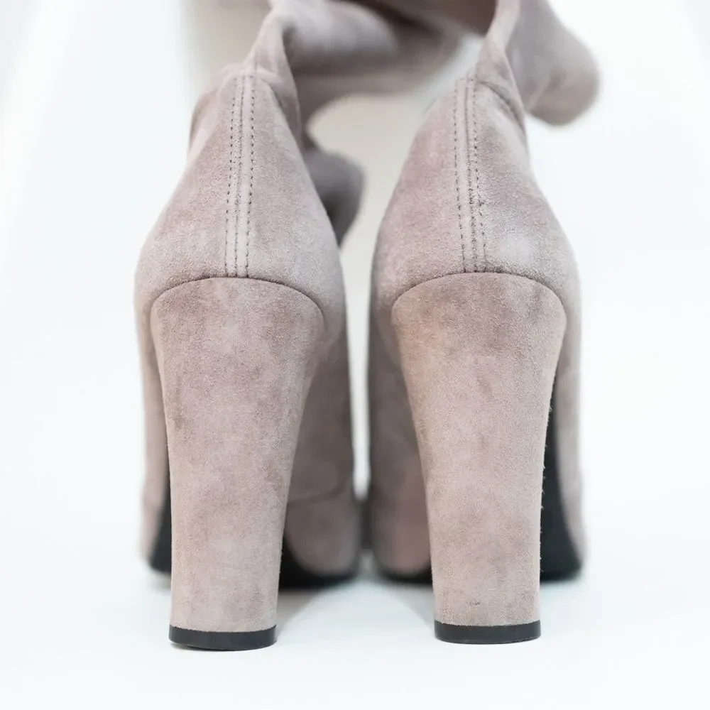 Stuart Weitzman Highland Over The Knee Boots Taupe ASO Olivia Palermo Size 9.5